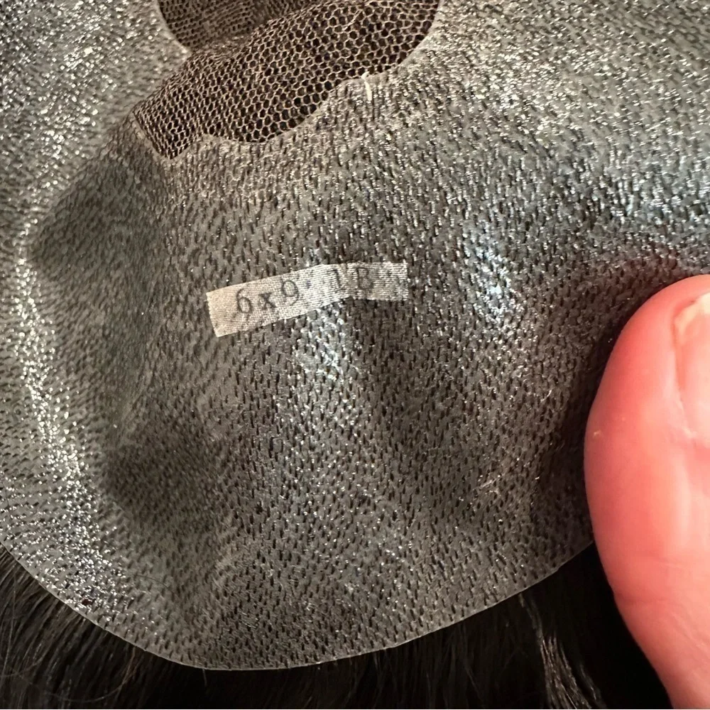 6x9 Off Black #1B Mens Toupee Thin Skin PU & French Lace 120% Density It#ND